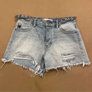 KanCan Distressed Denim Shorts With Buckle Waist Detail Size 3/25